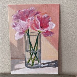 Floral Canvas Art with Pink Accents